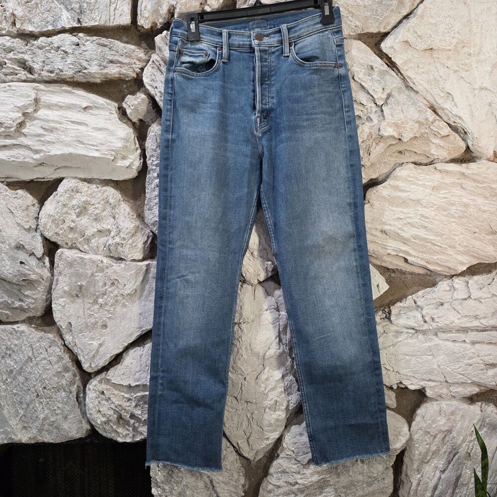 Mother Jeans Womens 29 Blue The Tomcat Ankle Fray High Rise Stretch Denim